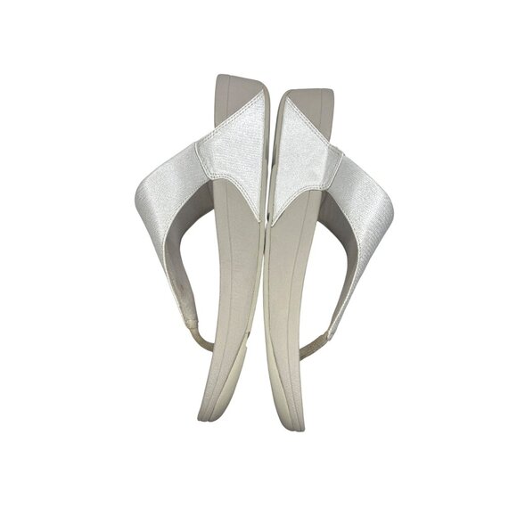 Fit Flp Sandals White Pearl Comfort Toe Ladies Size 11 Thong Sandals Shimmer - Picture 5 of 10
